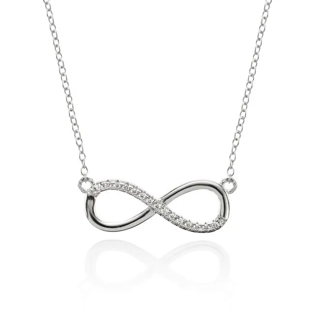 Sterling Silver Infinity Necklace with Cubic Zirconia