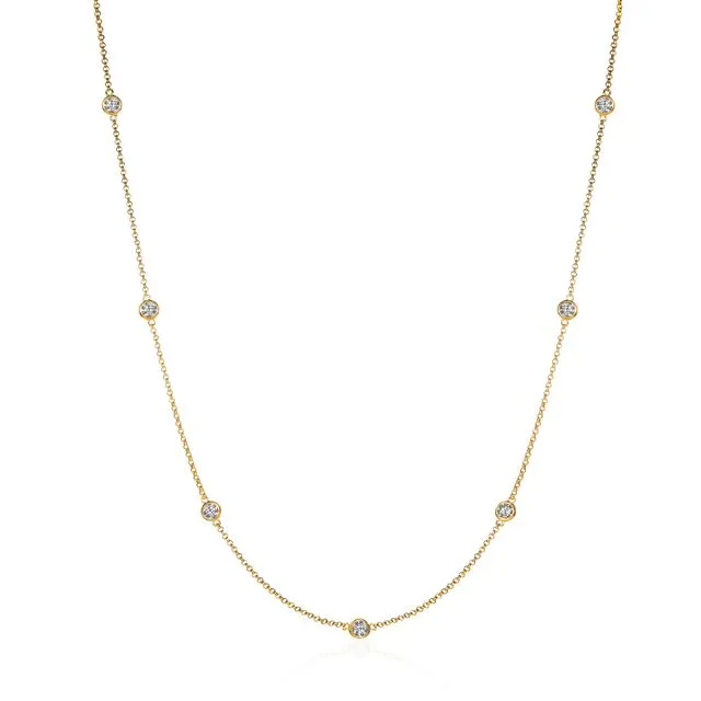 Long Gold Chain Necklace with Stones