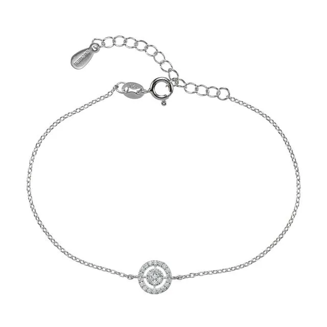 Sterling Silver Target Bracelet with Cubic Zirconia