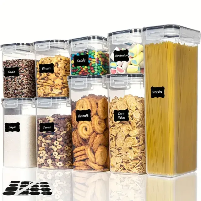 5/9pcs BPA-Free Airtight Food Storage Containers with Lids - Perfect for Organizing and Storing Dry Foods - Includes Labels, Markers, and Dishwasher Safe - Ideal for Cereal, Pasta, Flour, and Sugar - Home Kitchen Supplies