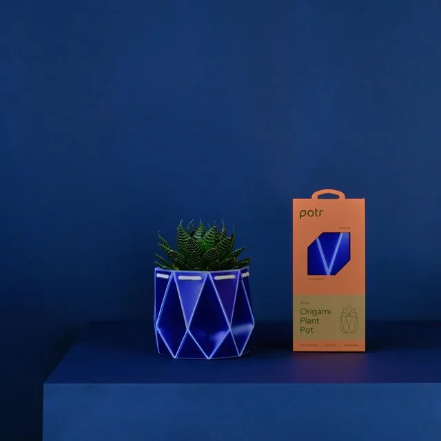 11cm Origami Self-Watering Eco Plant Pot | Navy