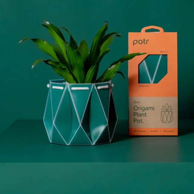 11cm Origami Self-Watering Eco Plant Pot | Dark Teal