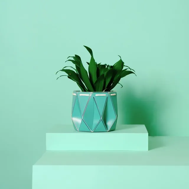 11cm Origami Self-Watering Eco Plant Pot | Aqua