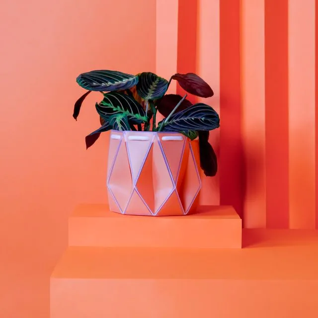 15cm Origami Self-Watering Eco Plant Pot | Coral