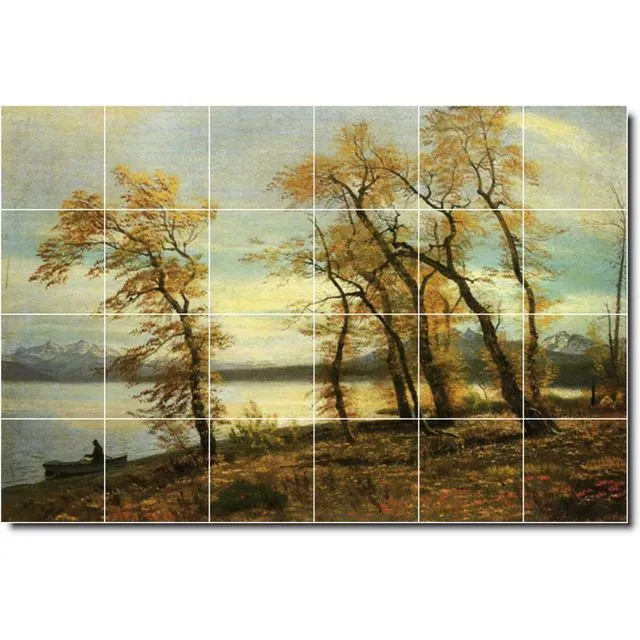 Ceramic Tile Mural Albert Bierstadt Waterfront Painting PT00448. Many Sizes Available