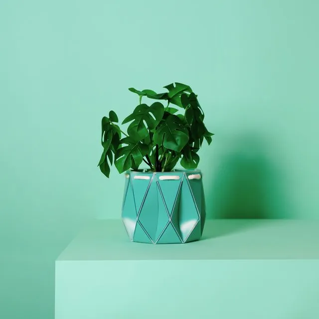 15cm Origami Self-Watering Eco Plant Pot | Aqua