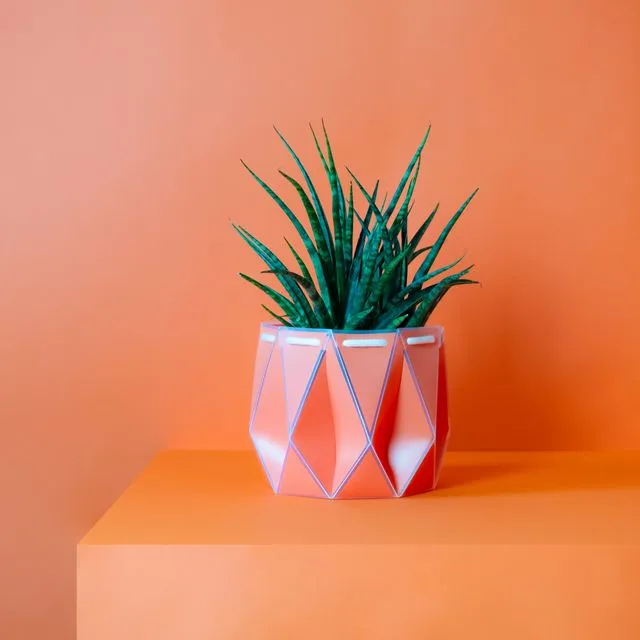 18cm Origami Self-Watering Eco Plant Pot | Coral