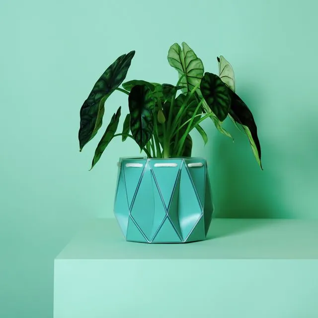 18cm Origami Self-Watering Eco Plant Pot | Aqua