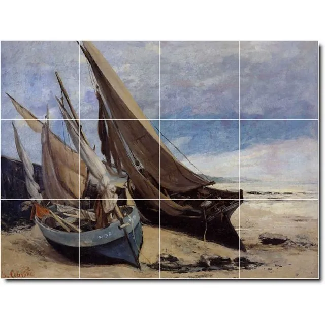 Ceramic Tile Mural Gustave Courbet Ships Painting PT02172. Many Sizes Available