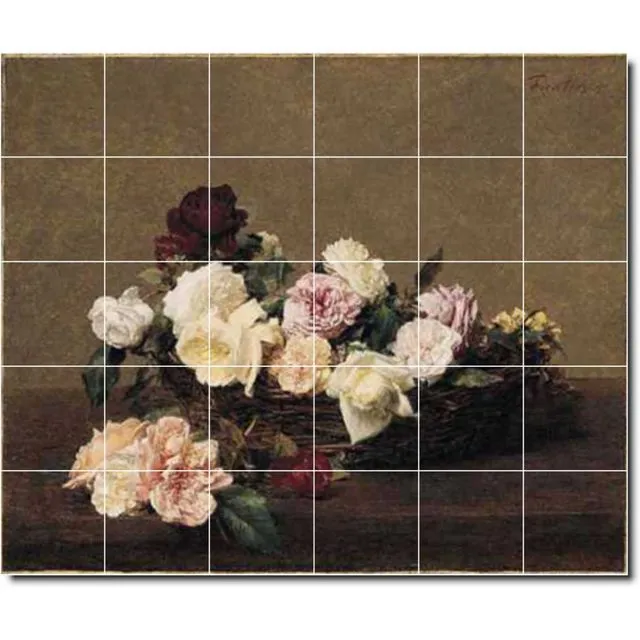 Ceramic Tile Mural Henri Fantin Latour Flowers Painting PT03061. Many Sizes Available
