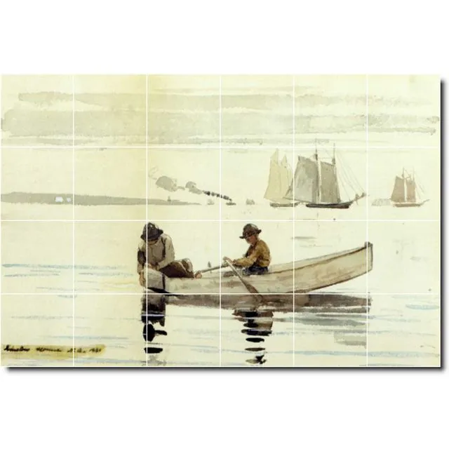 Ceramic Tile Mural Winslow Homer Waterfront Painting PT04354. Many Sizes Available