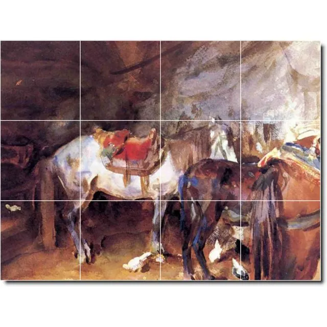Ceramic Tile Mural John Sargent Horses 26 Painting PT07872. Many Sizes Available