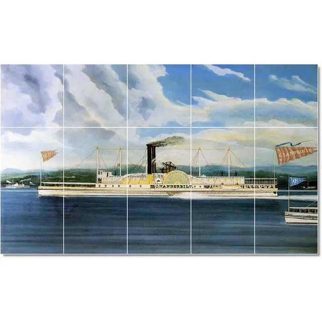 Ceramic Tile Mural James Bard Ships Painting PT22051. Many Sizes Available