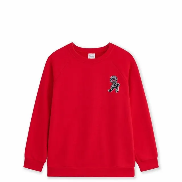 Red & Mummy Embroidery Long Sleeves Sweatshirt