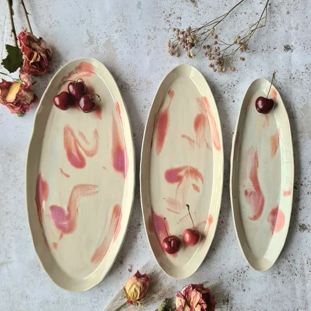 Ceramic Oval Platter- Full Set - Dream Catcher & Rose