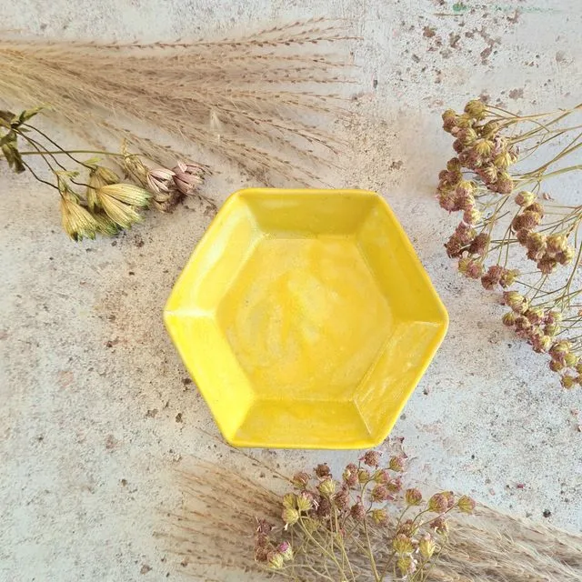 Hexagon Jewellery Dish - Ochre Yellow
