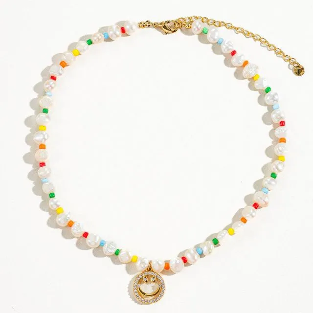 Colorful Emoji Necklace Beaded Pearl Necklace