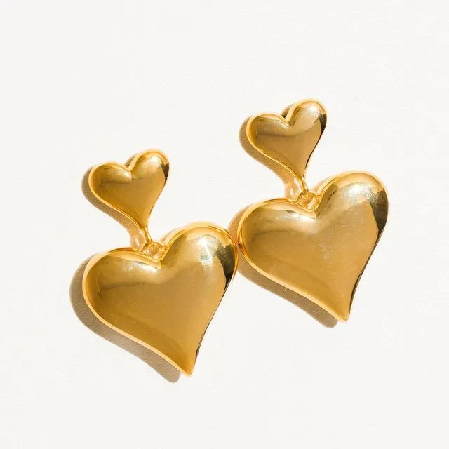 Delphine 18K Gold Classic Two-Piece Heart Earring