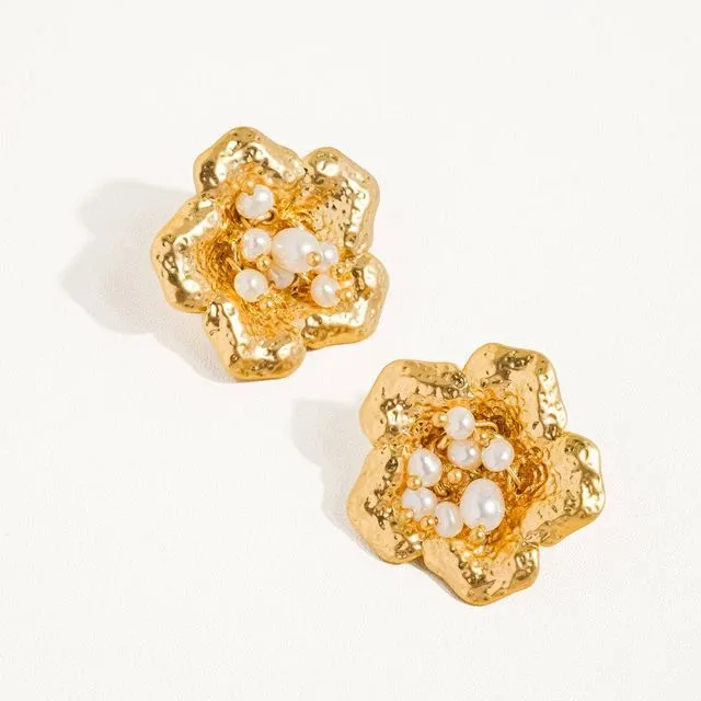 Fiorella 18K Gold Boho Blooming Floral Studs
