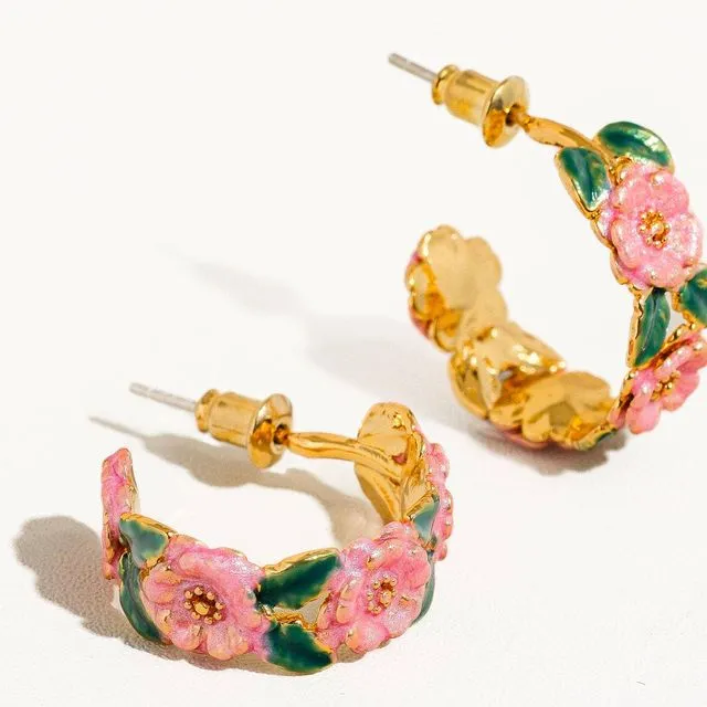 Jocelyn 18K Gold-Plated Floral C-Hoop Earring