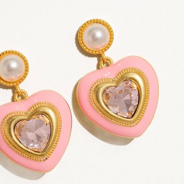 Lovette 18K Vintage Gold Queen of Hearts Earrings