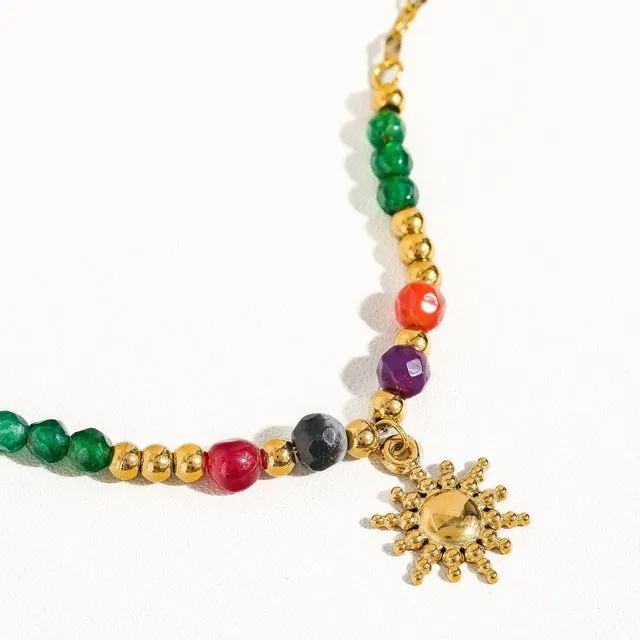 Olimpia 18K Gold Sun Necklace with Beads