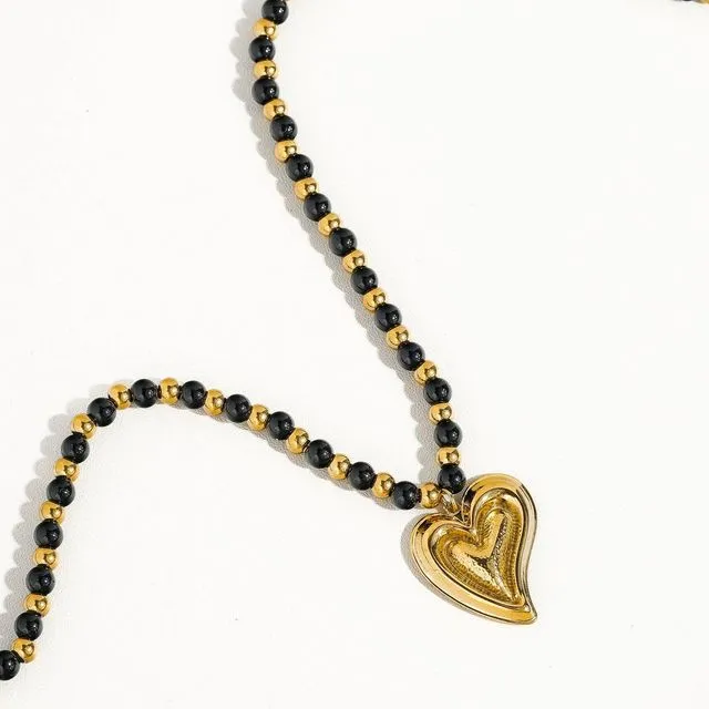 Sappho 18K Gold Heart Beaded Necklace