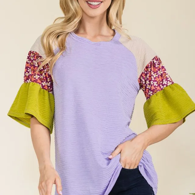 Lavender top with layered bell sleeves -Pack of 6 -CT33702