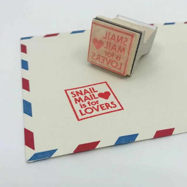 Snail Mail is for Lovers ❤️ Wooden Handle Rubber Stamp