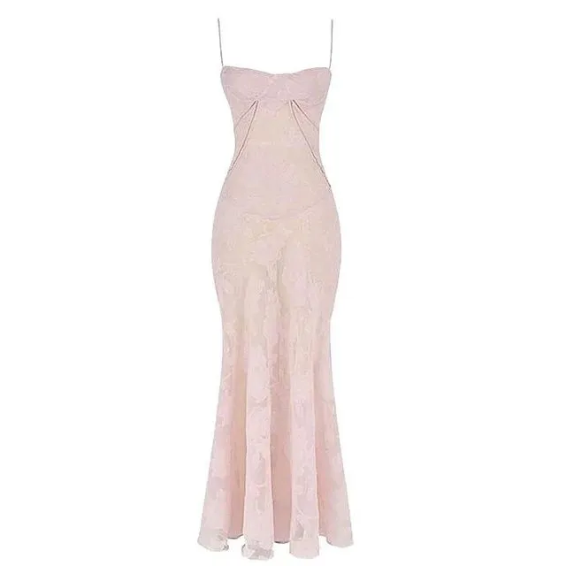 Pink Elegant Lace Dress