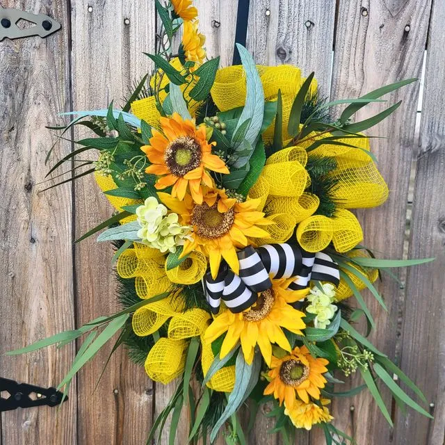 Sunflower and Hydrangea Wreath