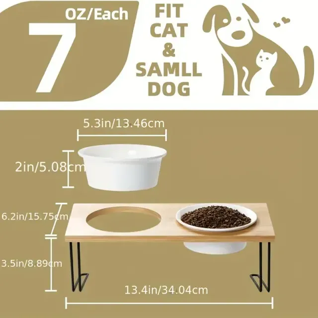 Non-Slip Ceramic Pet Food Bowls with High Platform for Cats and Dogs - Tilted Design Promotes Healthy Eating and Digestion