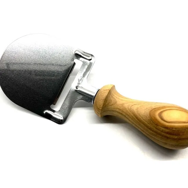 DESIGN cheese slicer with turned olive wood handle