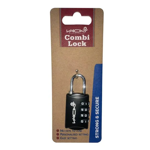 Combi Lock Four Dial, Luggage Combination Lock, 4 Digit Padlock, Travel Lock, Portable Combination Lock, Combination Padlock for Suitcase