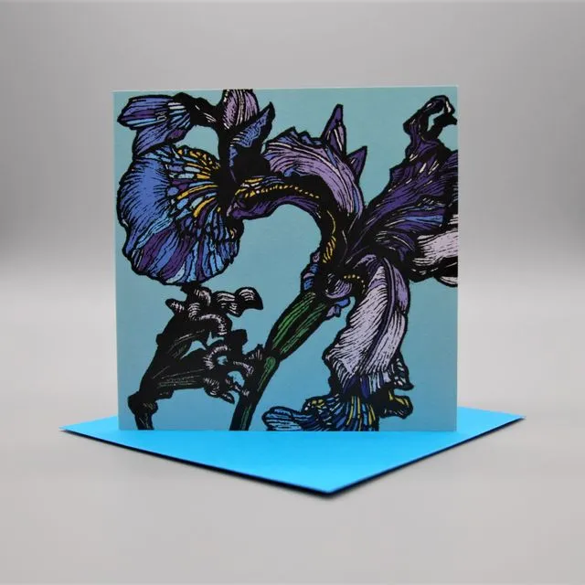 Iris Blank Floral Greeting Card, Pack of 5