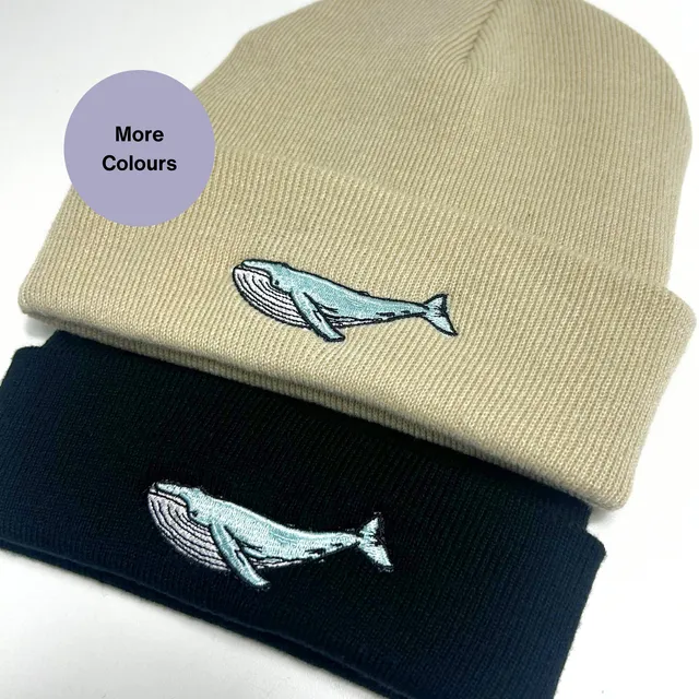Embroidered Humpback Whale Beanie hat - Unisex