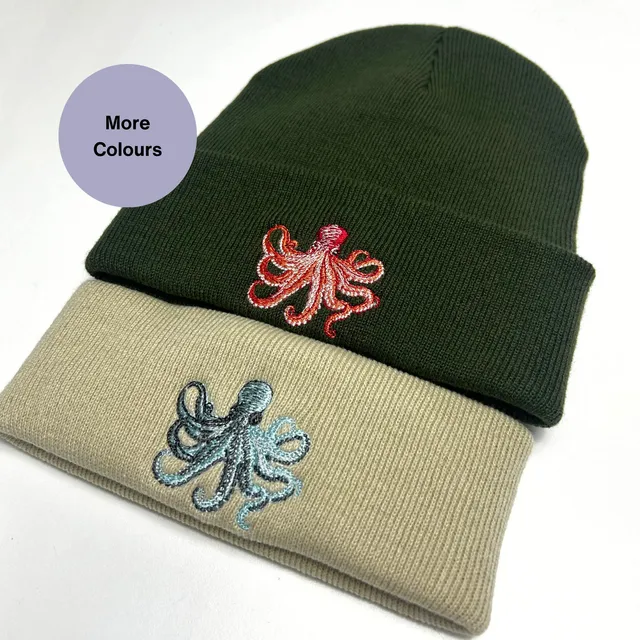 Embroidered Octopus beanie hat - Unisex