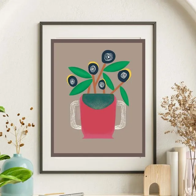 Brewed Botanics: Whimsical Plant Art Print