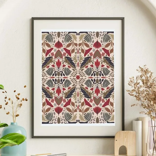 Nature's Tapestry Folk Art Pattern Print