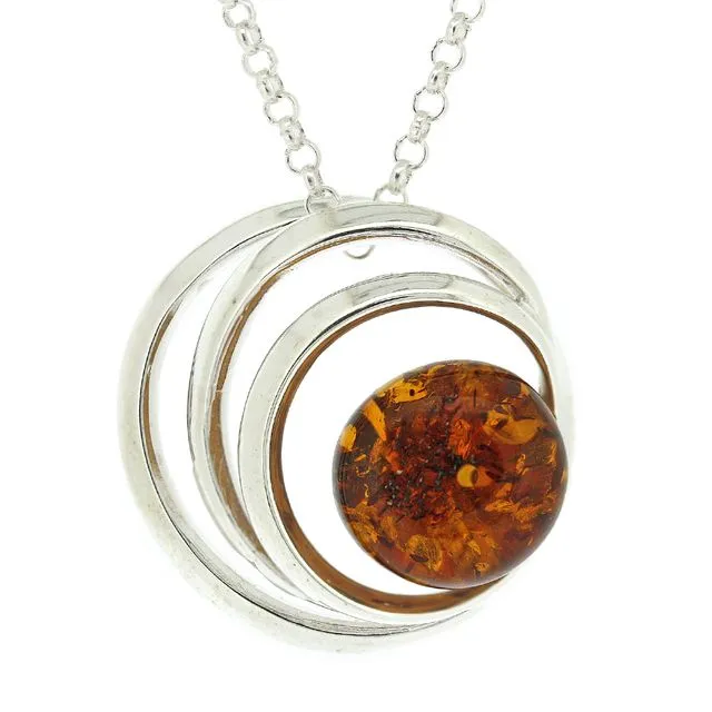 Cognac Amber Pools Pendant with 18" Trace Chain and Presentation Box