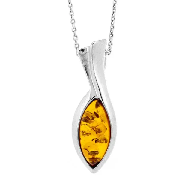 Cognac Amber Arbour Pendant with 18" Trace Chain and Presentation Box