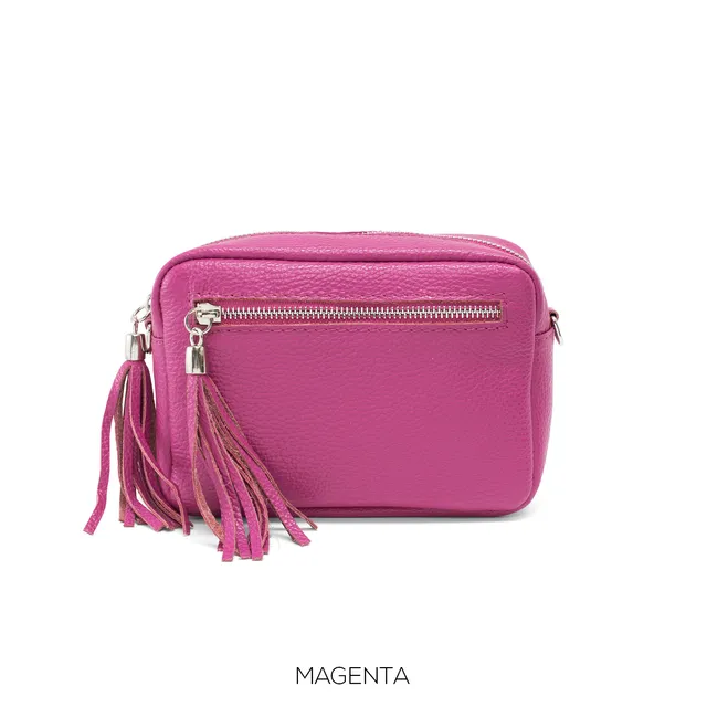 Leather Handbag in Fuchsia Pink