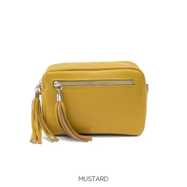 Leather Handbag in Mustard Yellow