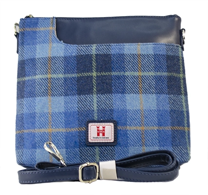 Strathurie Tartan Crossbody Messenger Style Handbag in Blue