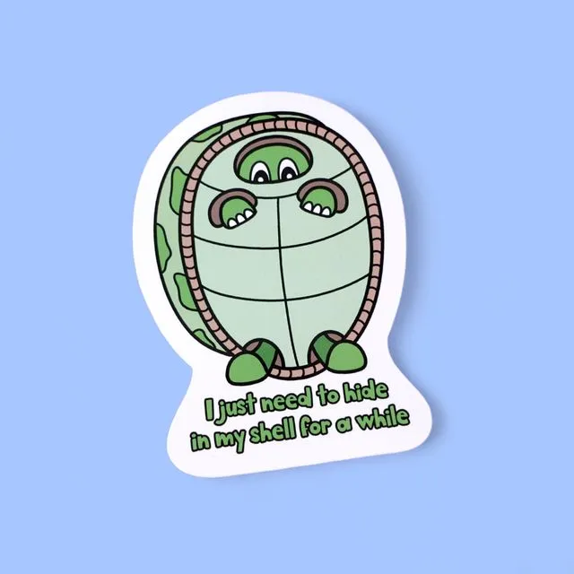 Turtle hides away self-care sticker