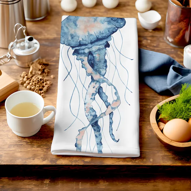 Big Jelly Fish - Unique Art Tea Towel