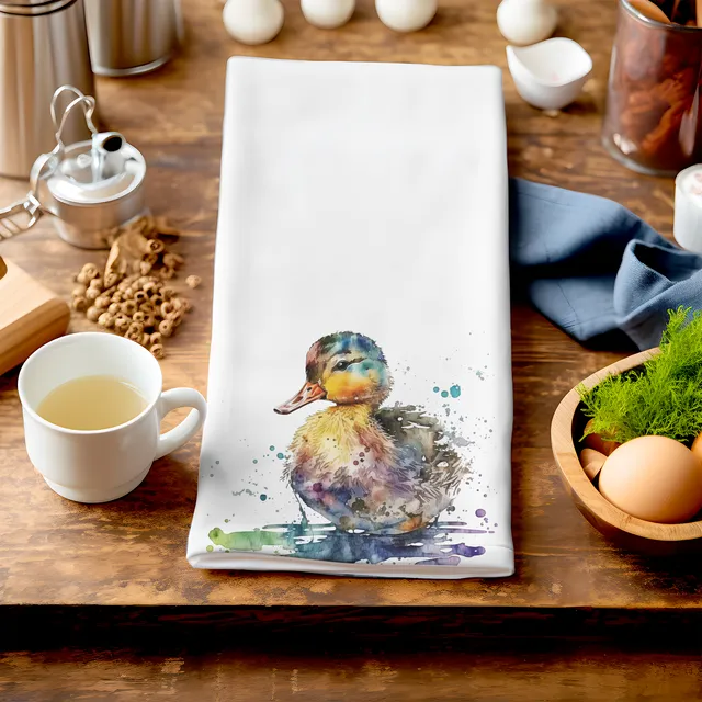 Rainbow Duck - Unique Art Tea Towel