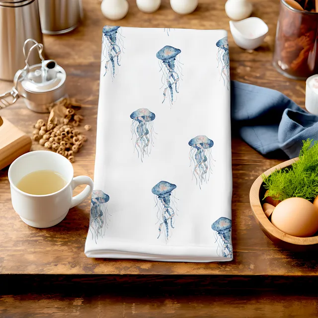 Small Jelly Fish - Unique Art Tea Towel