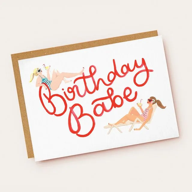 Birthday Babe Sunbathing Card