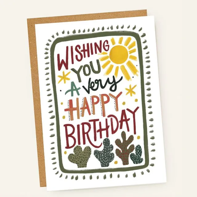 Very Happy Birthday Cactus Card